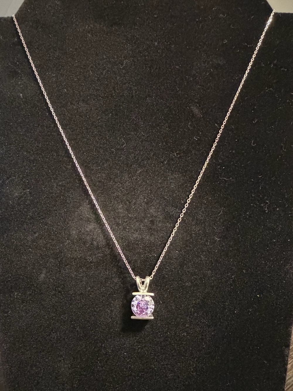 Vintage Silver Necklace with Purple Amethyst Pendant